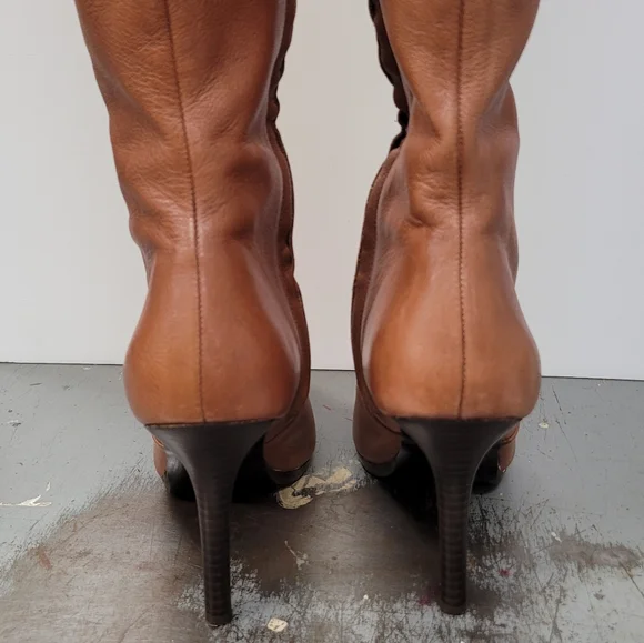 LAUREN RALPH LAUREN LAVINIA KNEE-HIGH BOOTS BOHO POLO TAN SIZE 8.5B - Picture 5 of 13
